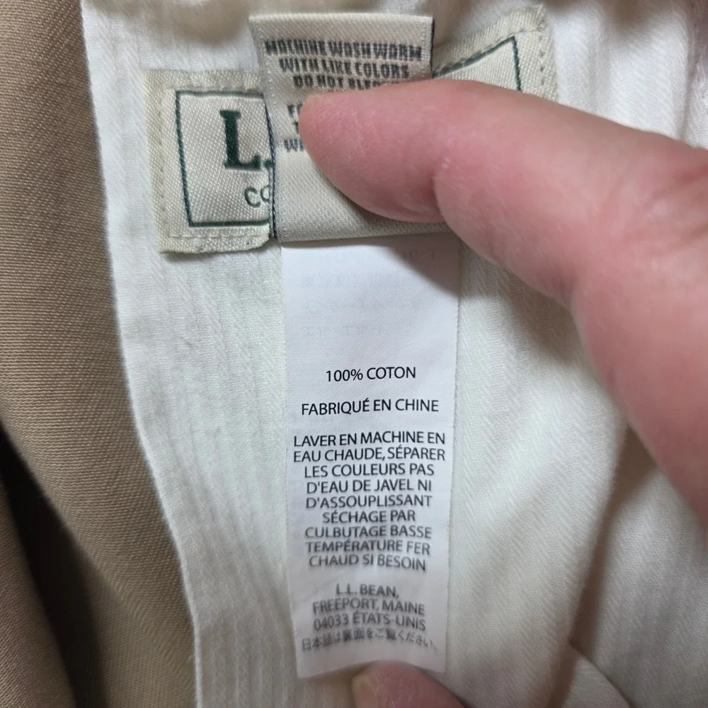 LL Bean Chino Pants Men 37 Khaki Comfort Waist Flat Front Cotton 262555 Lot of 2